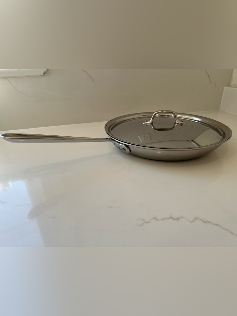 All-Clad 12 inch stainless steel frying pan with lid- used